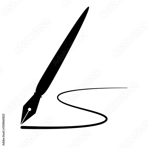 Writing pen icon. Drawing pen icon. Writing ink mark symbol. flat vector illustration simple design.
