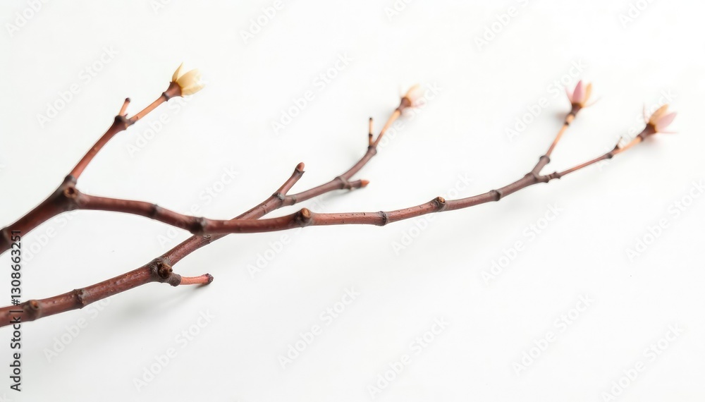 Delicate branches intertwined with each other on a white background, simple, nature