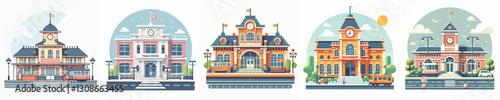 Vector of a train station building.