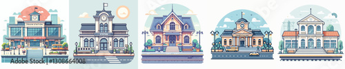Vector of a train station building.