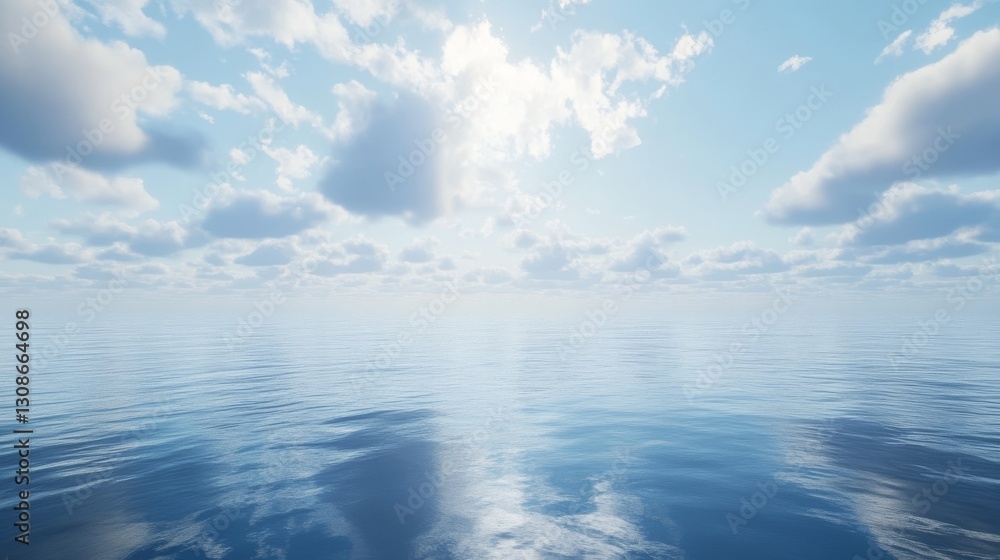 Obraz premium Peaceful ocean or sea with cloudy skies. 