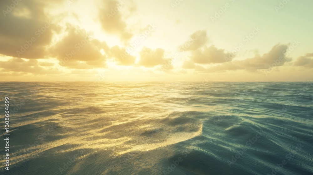 Fototapeta premium Peaceful ocean or sea with cloudy skies. 