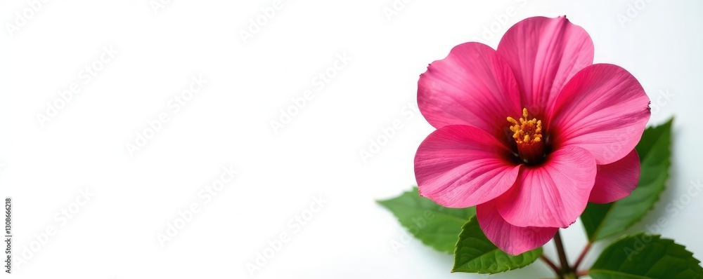 Obraz premium Freshly cut flower with leaves isolated on white background, flowers, flower