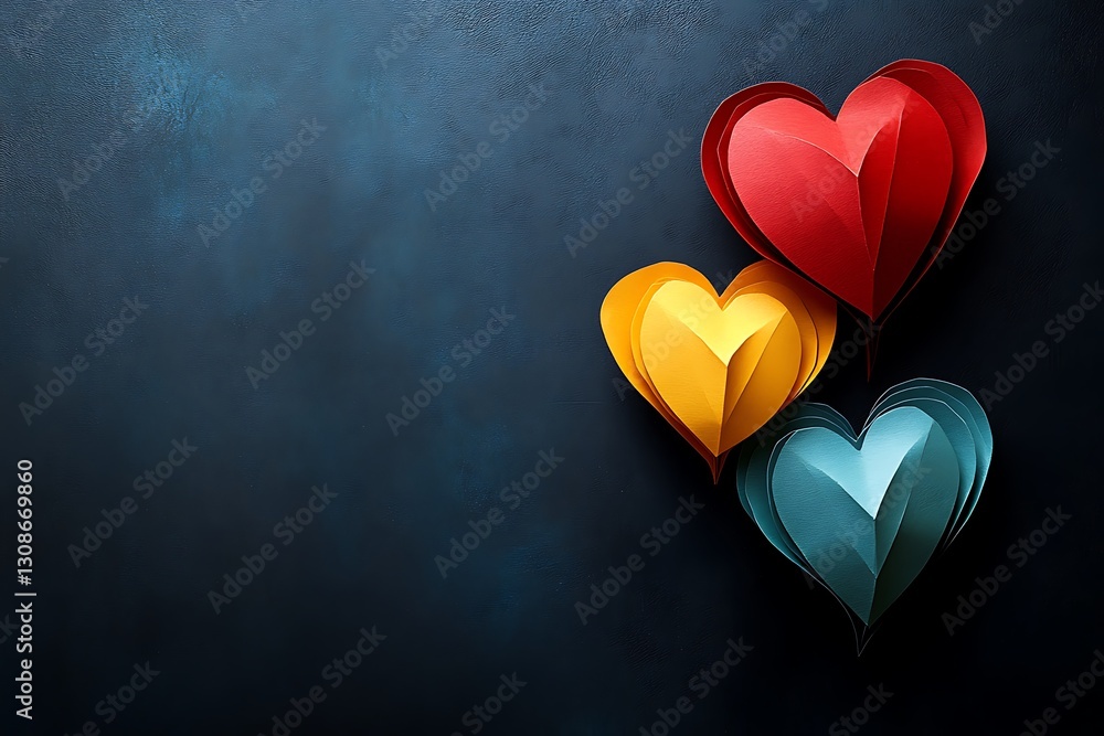 Heart shape paper craft with black background. Heart shape paper craft with black background.