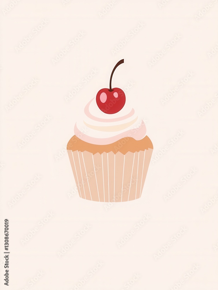 Minimalist cupcake logo featuring an elegant cherry on top designed for bakery branding with warm pastel colors and a simple yet sophisticated look Minimalist cupcake logo featuring an elegant cherry on top designed for bakery branding with warm pastel colors and a simple yet sophisticated look