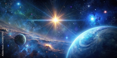 Galactic Space Scene with Sirius Star, astronomy, deep space