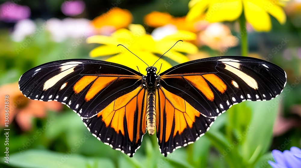 Naklejka premium Stunning Orange & Black Butterfly Closeup - Macro Photography