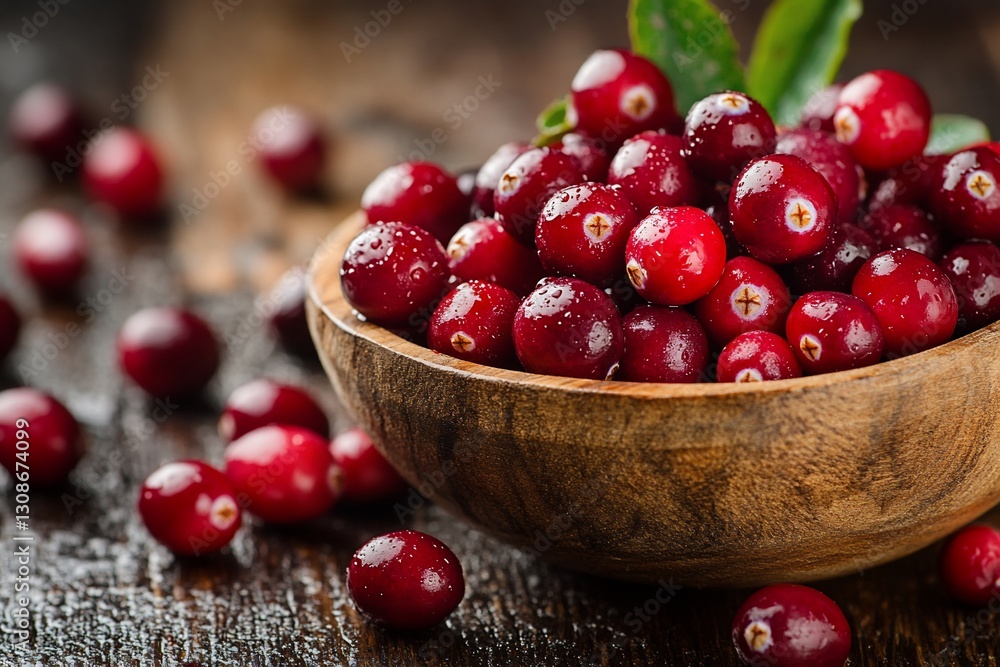 Fresh Cranberries in Rustic Wooden Bowl Thanksgiving Autumn Food Fresh Cranberries in Rustic Wooden Bowl Thanksgiving Autumn Food