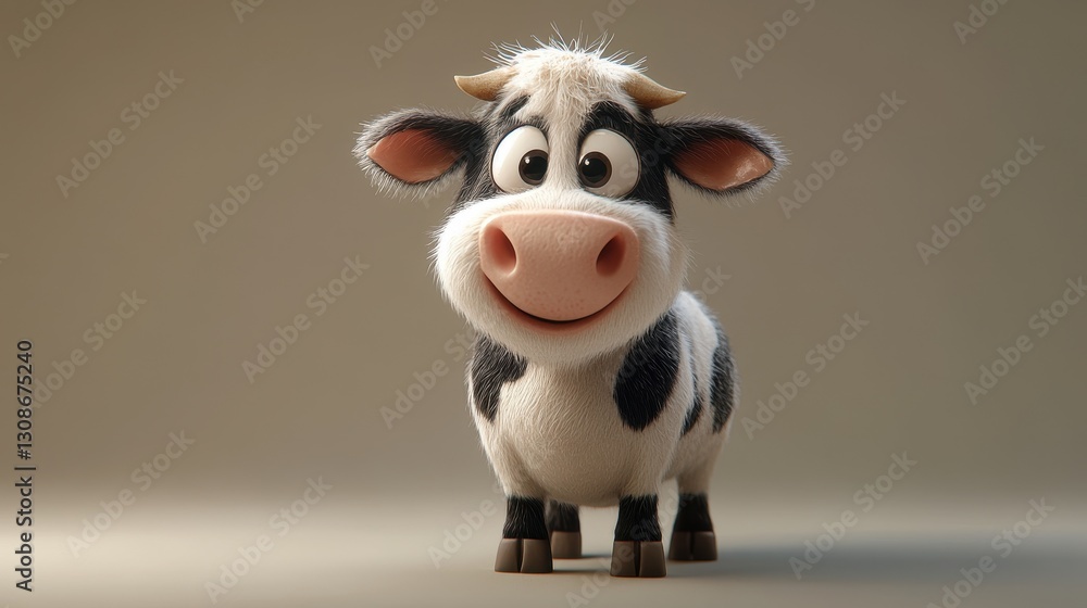 3d cartoon cow with big eyes and smile 3d cartoon cow with big eyes and smile