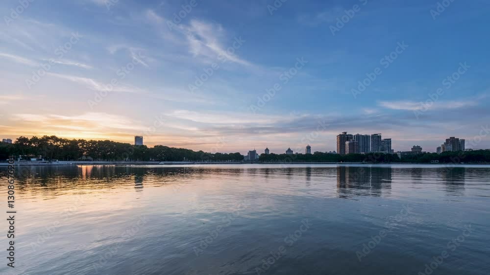 time lapse of the sunset at small dam in south lake, Jiujiang city, Jiangxi province, China time lapse of the sunset at small dam in south lake, Jiujiang city, Jiangxi province, China