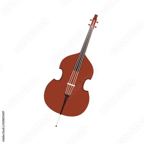 Double bass. Acoustic contrabass, classical wooden string instrument for jazz...