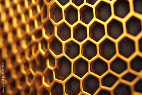 Golden Honeycomb Structure Background for Creative Designs and Applications