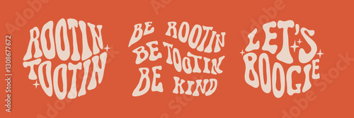 Set of hand drawn lettering Rootin Tootin phrases. Vector retro style poster template. wild west illustration