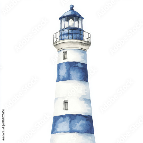 Watercolor illustration of lighthouse stands tall and guiding