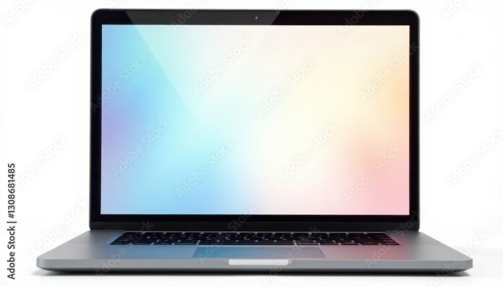 Modern laptop, vibrant white backdrop, empty screen , background, pc Modern laptop, vibrant white backdrop, empty screen , background, pc