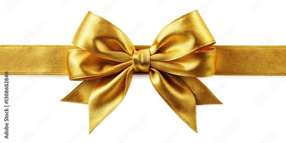Golden velvet bow tied around a luxurious ribbon, luxurious gift wrap Golden velvet bow tied around a luxurious ribbon, luxurious gift wrap