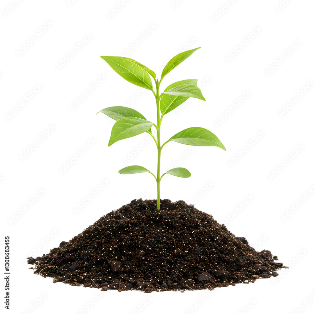 Young Seedling Growing from Soil – Fresh Green Sprout Isolated on White or Transparent Background, PNG format Young Seedling Growing from Soil – Fresh Green Sprout Isolated on White or Transparent Background, PNG format