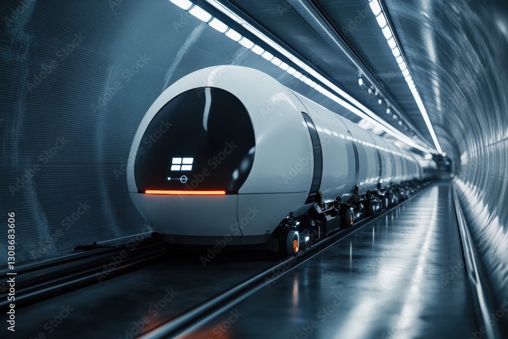 Speeding delivery pod travels through modern underground tunnel system Generative AI Speeding delivery pod travels through modern underground tunnel system Generative AI