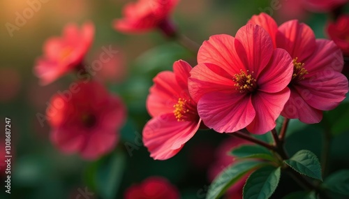 Wallpaper Mural Dogrose bush in full bloom with red and pink hues, flowers, red, dogrose Torontodigital.ca