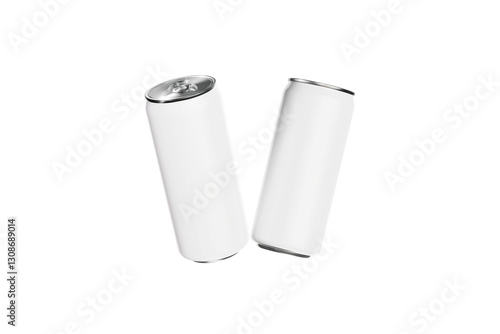two floating soda can mockup