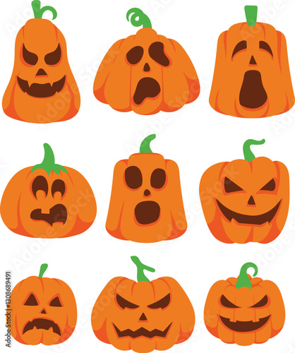 halloween pumpkins set
