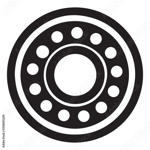 Roller Bearing Silhouette Illustration for Mechanical Engineering Designs