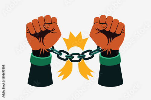 Slave iron, prisoner, problems, convict, freedom, debt, addiction liberty, liberation, slavery or bad habits. hands breaking chain freedom icon