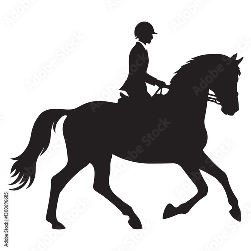 Elegant Equestrian Horseback Riding Silhouette Illustration for Sport Enthusiasts