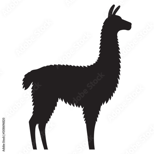 Detailed Llama Silhouette Illustration for Animal and Nature Designs