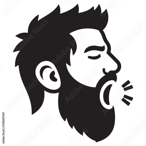 Man Yawning Silhouette Vector Art Illustration for Sleep Deprivation Awareness