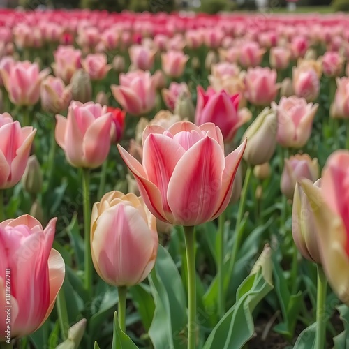pink tulips in the garden