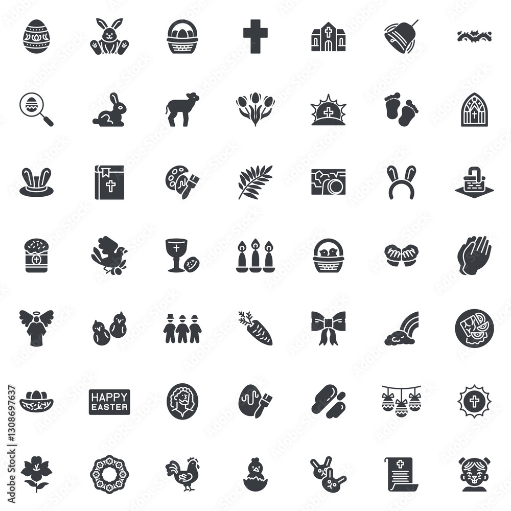 Fototapeta premium Happy Easter vector icons set