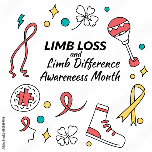 LIMB LOSS AND LIMB DIFFERENCE AWARENESS MONTH vector illustration