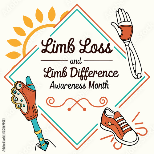 LIMB LOSS AND LIMB DIFFERENCE AWARENESS MONTH vector illustration