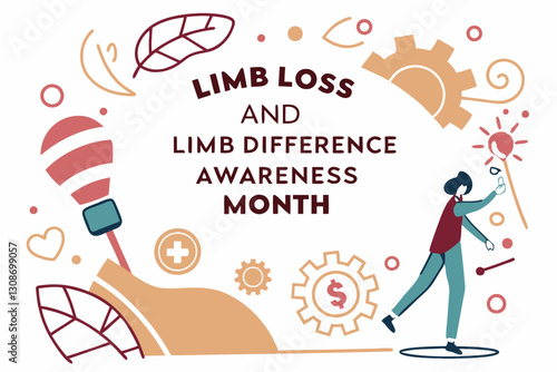 LIMB LOSS AND LIMB DIFFERENCE AWARENESS MONTH vector illustration