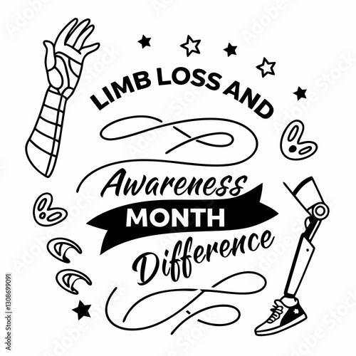 LIMB LOSS AND LIMB DIFFERENCE AWARENESS MONTH vector illustration