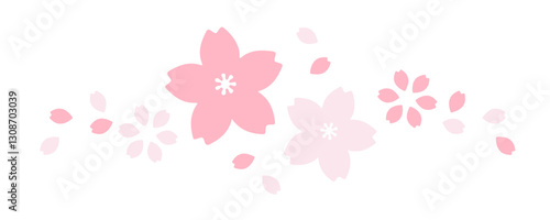 Sakura Flower and Petal Set Soft pink cherry blossom clipart. Perfect for designs, scrapbooking, invitations, branding, and decorations. Includes editable vector flowers and petals with soft gradient.
