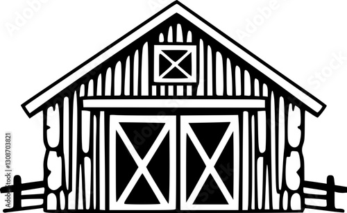 Weathered Wooden Barn Graphic for Countryside and Nature Art