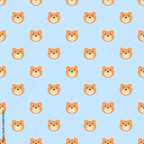 Cute Bear Vector Seamless Pattern Digital Paper – Adorable Cartoon Teddy Bears Background, Kids Nursery Animal Print, Hand-Drawn Forest Wildlife Design for Scrapbooking, Fabric, Wallpaper, and Crafts