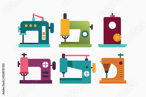 Set of Sewing machine icon. Realistic Sewing Machine for Fashion and Textile Design Illustrations

