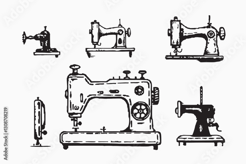 Silhouette sewing machine. Tailoring emblem. Business sew machine icon. Isometric of business sew machine vector icon isolated on white background