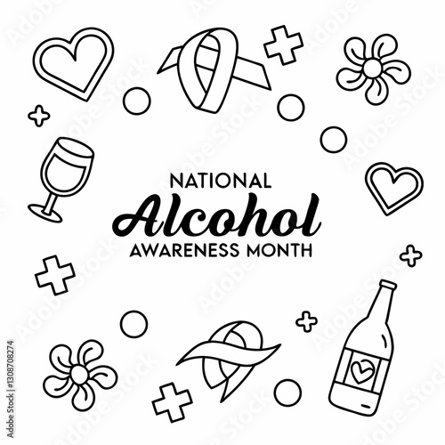 NATIONAL ALCOHOL AWARENESS MONTH vector illustration