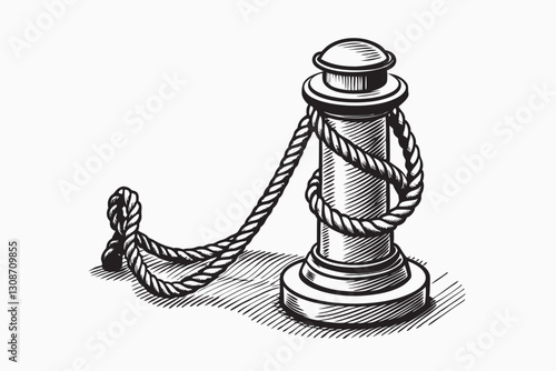 Mooring Bollards The Gateway to Understanding Marine Stability Vector Hand Drawn Illustration Isolated On Transparent Background