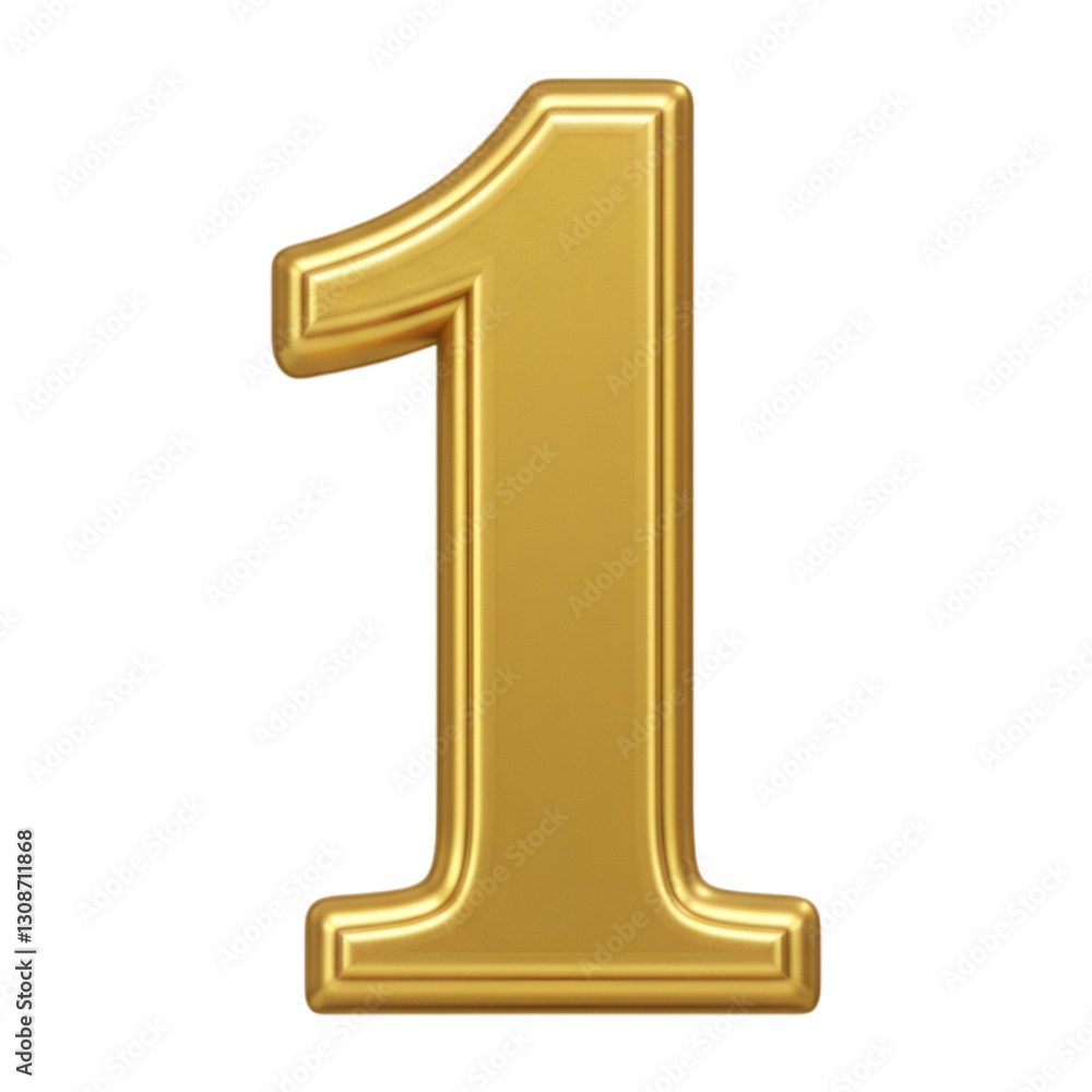 Elegant Gold Number One Isolated on Transparent Background for Design Elegant Gold Number One Isolated on Transparent Background for Design