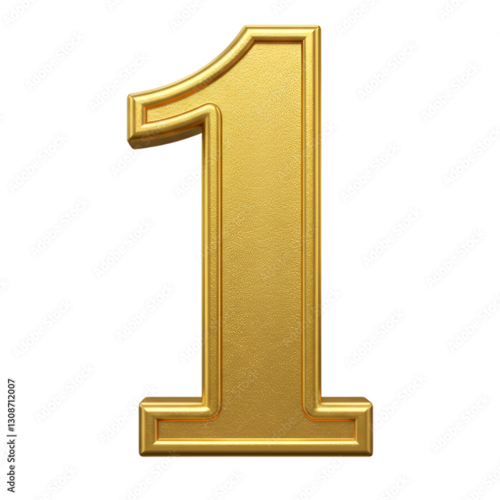 Elegant Golden Number One Isolated on Transparent Background, Celebration and Achievements Concept Elegant Golden Number One Isolated on Transparent Background, Celebration and Achievements Concept