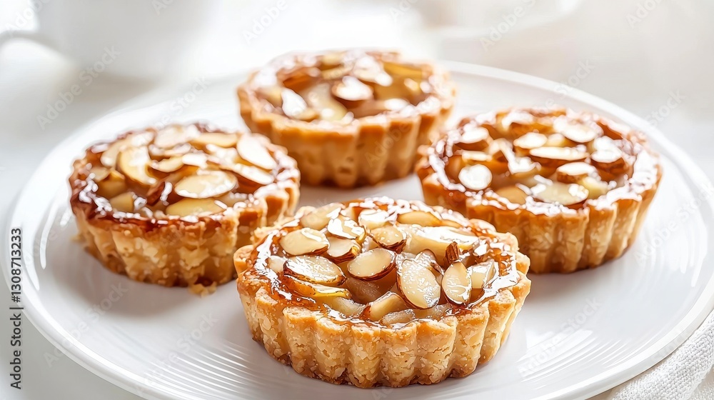 Delicious Almond Tartlets A Close-Up Showcase of Exquisite Pastry Artistry and Culinary Delight, Perfect for Food Bloggers, Bakeries, and Dessert Enthusiasts These miniature tarts, adorned with Delicious Almond Tartlets A Close-Up Showcase of Exquisite Pastry Artistry and Culinary Delight, Perfect for Food Bloggers, Bakeries, and Dessert Enthusiasts These miniature tarts, adorned with