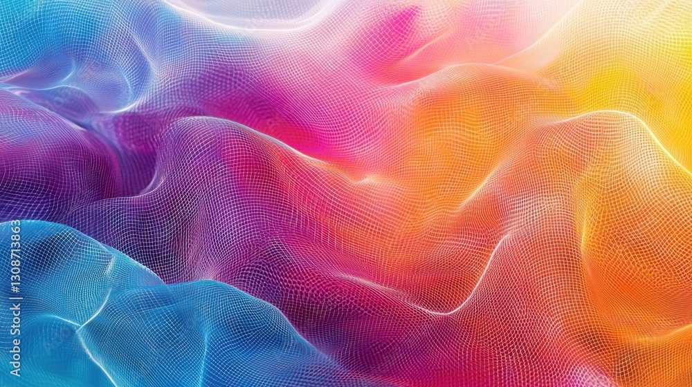 Obraz premium A colorful flowing mesh demonstrating abstract vibrant and dynamic forms