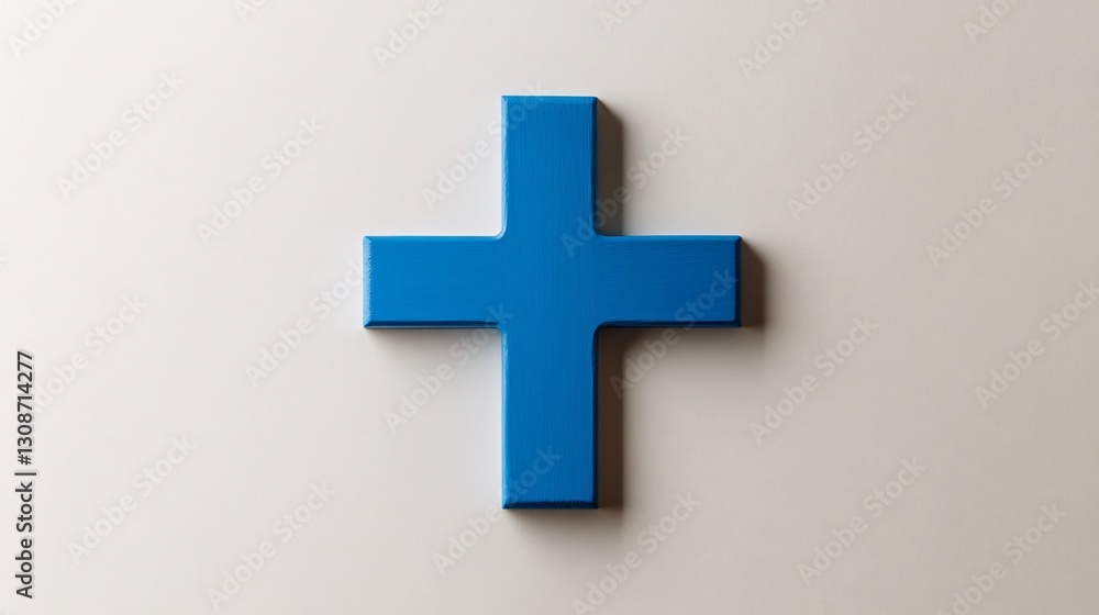 Fototapeta premium Blue plus sign on white background