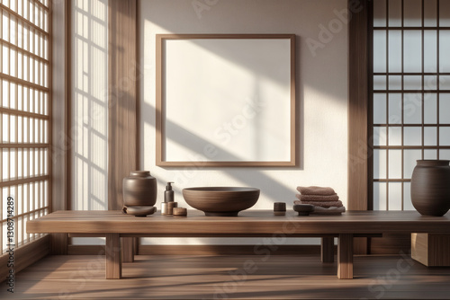 Serene spa interior with minimalist decor and natural light streaming through