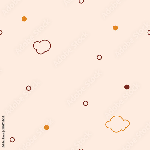 Bohemian seamless pattern with kawaii clouds circles.